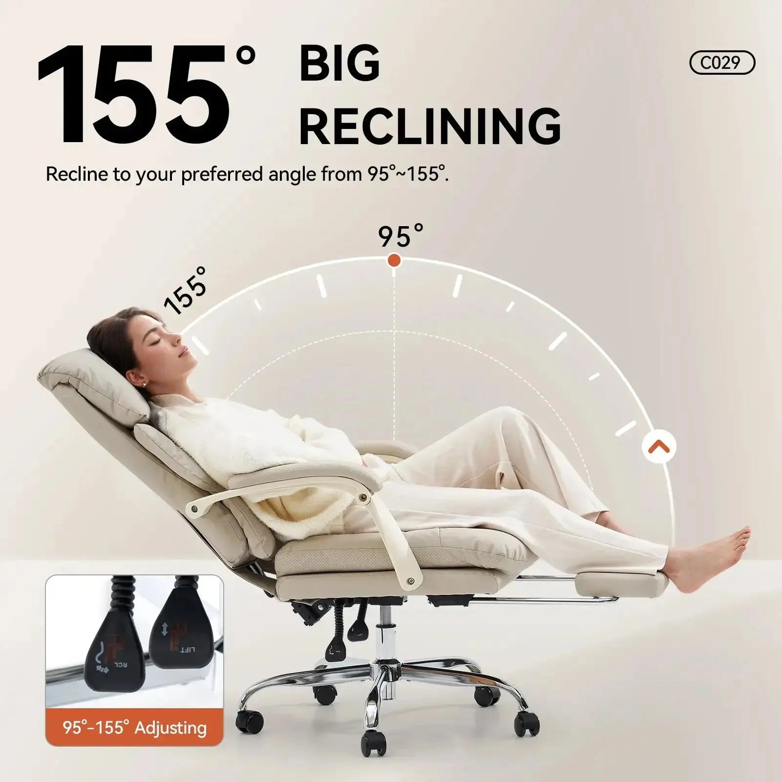 EMIAH C029 Ergonomic Genuine Leather Office Chair with Foot Rest - EMIAH Store