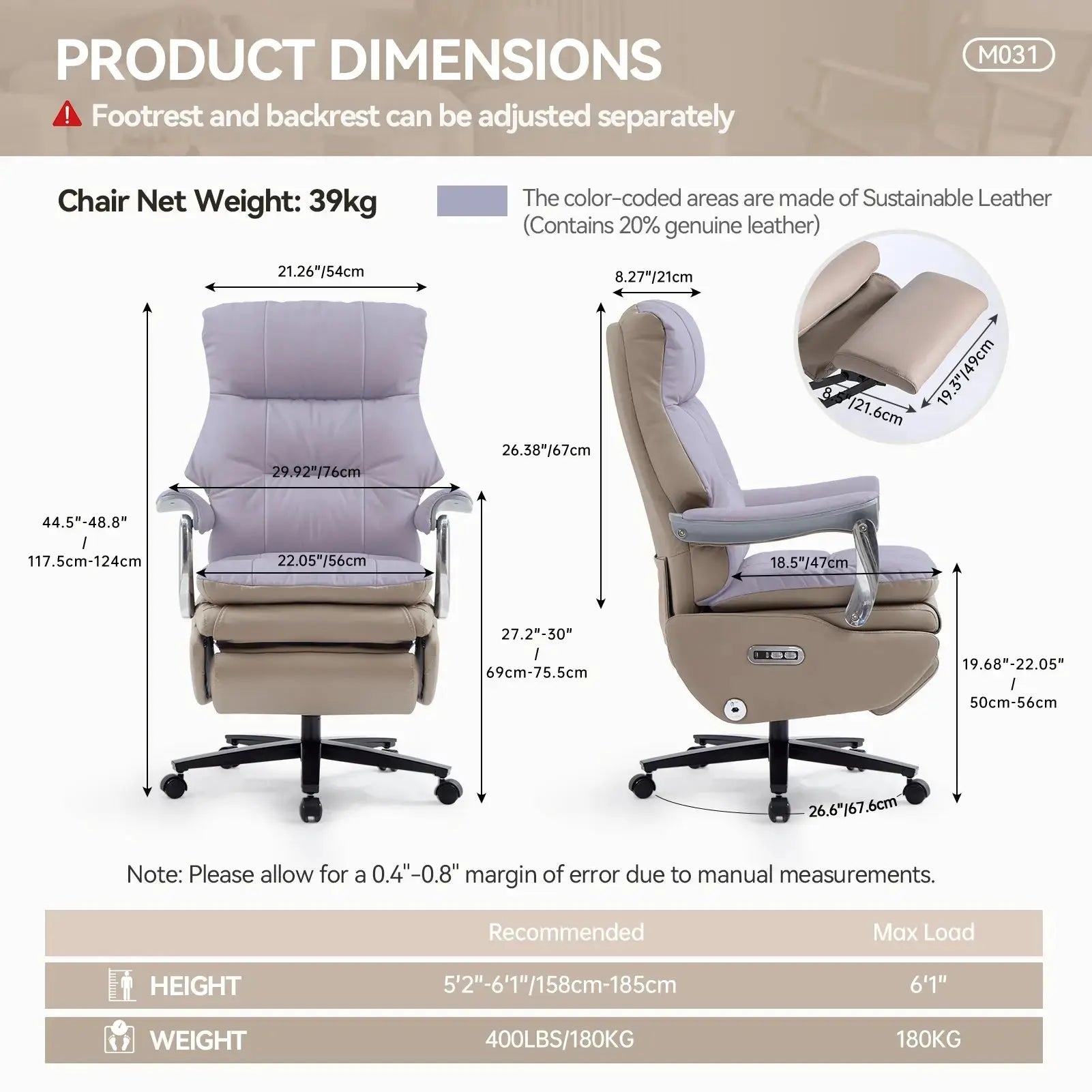 EMIAH MT031 Smart Ergonomic Executive Electric Office Chair - EMIAH Store
