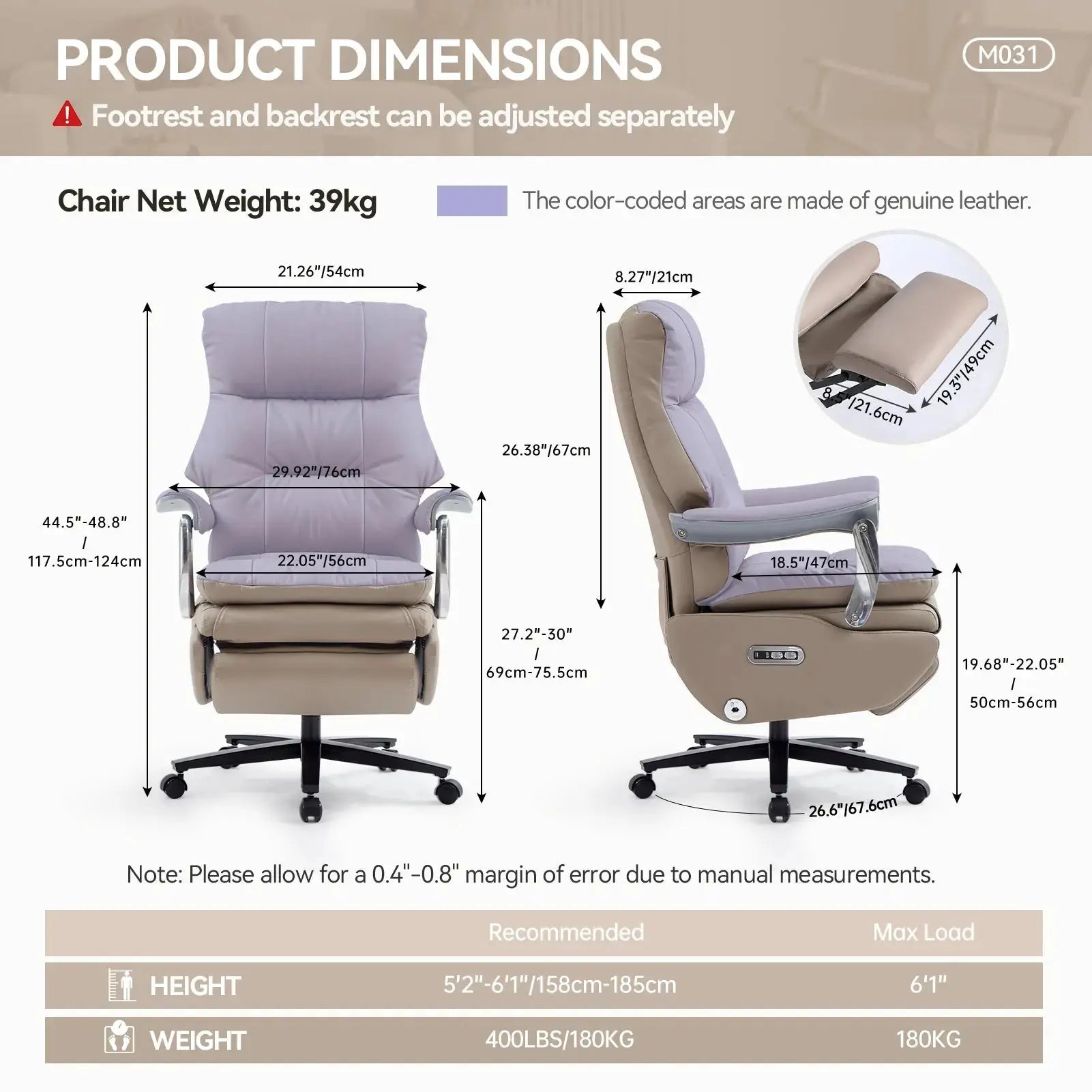 EMIAH MT031 Smart Ergonomic Executive Electric Office Chair - EMIAH Store
