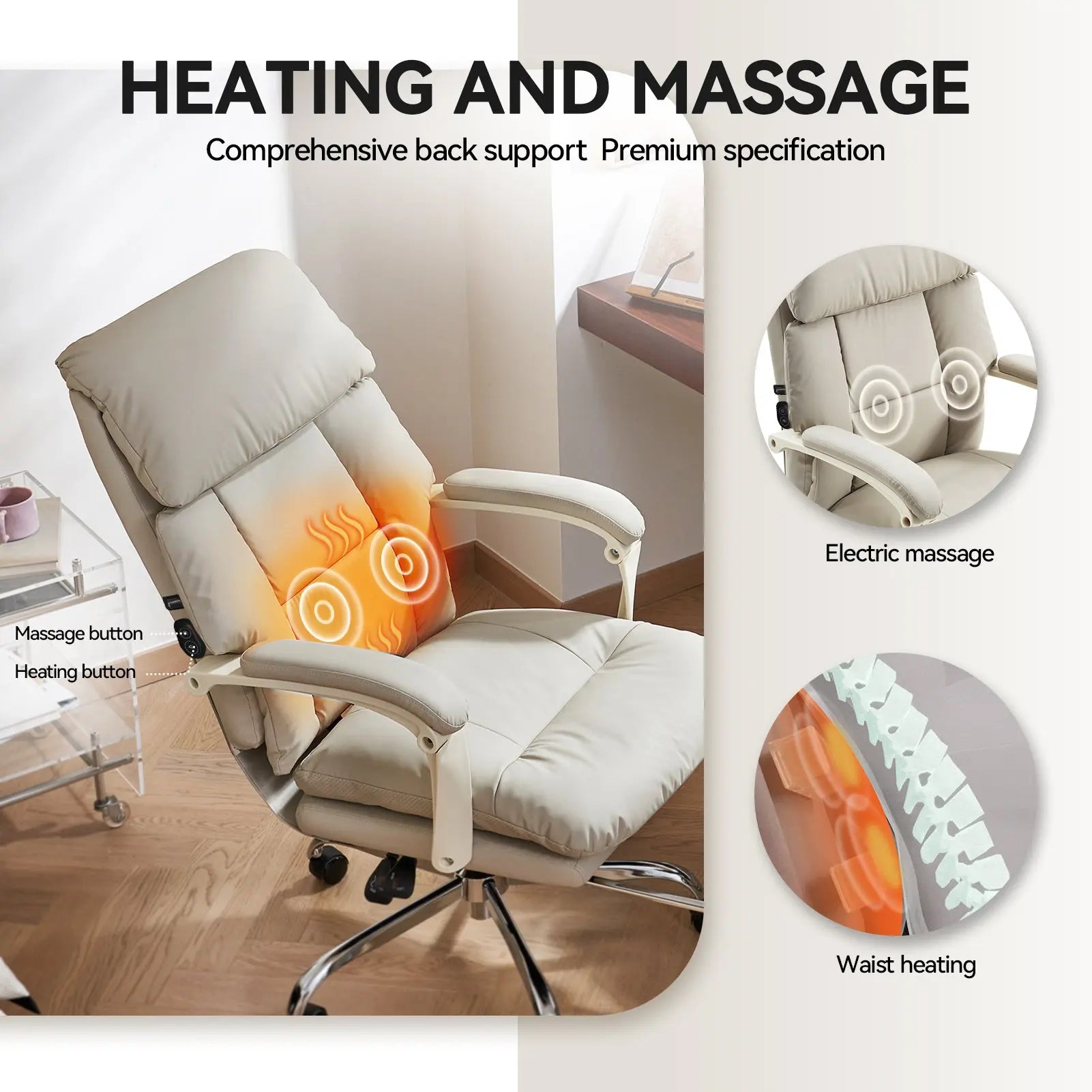 EMIAH C029 Ergonomic Genuine Leather Office Chair with Foot Rest EMIAH