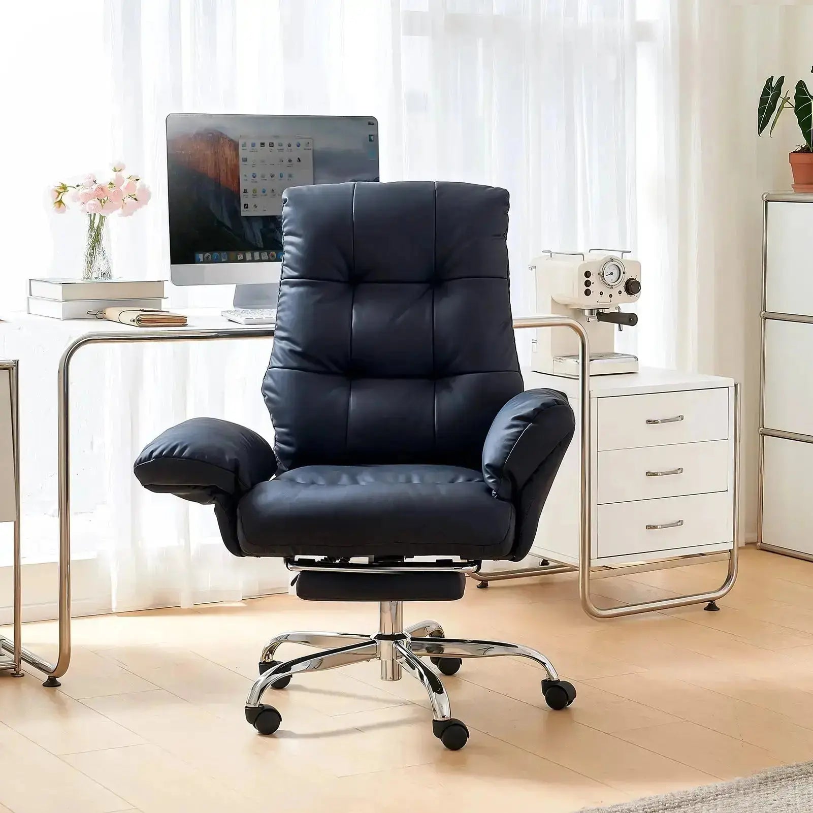 EMIAH C590 Comfy Ergonomic Office Chair with Footrest and Flip-up Arms - EMIAH Store Black / Standard