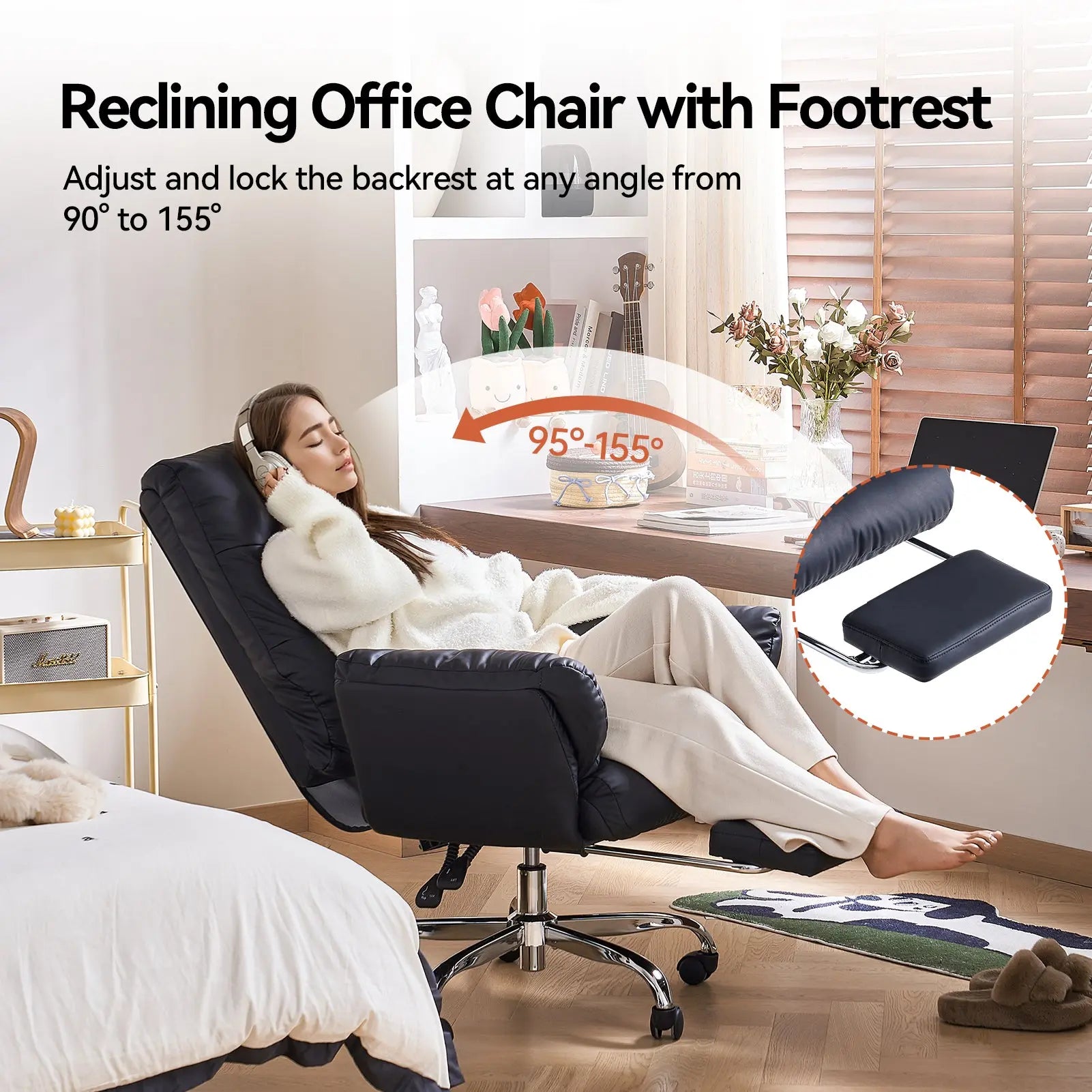 EMIAH C590 Comfy Ergonomic Office Chair with Footrest and Flip-up Arms - EMIAH Store