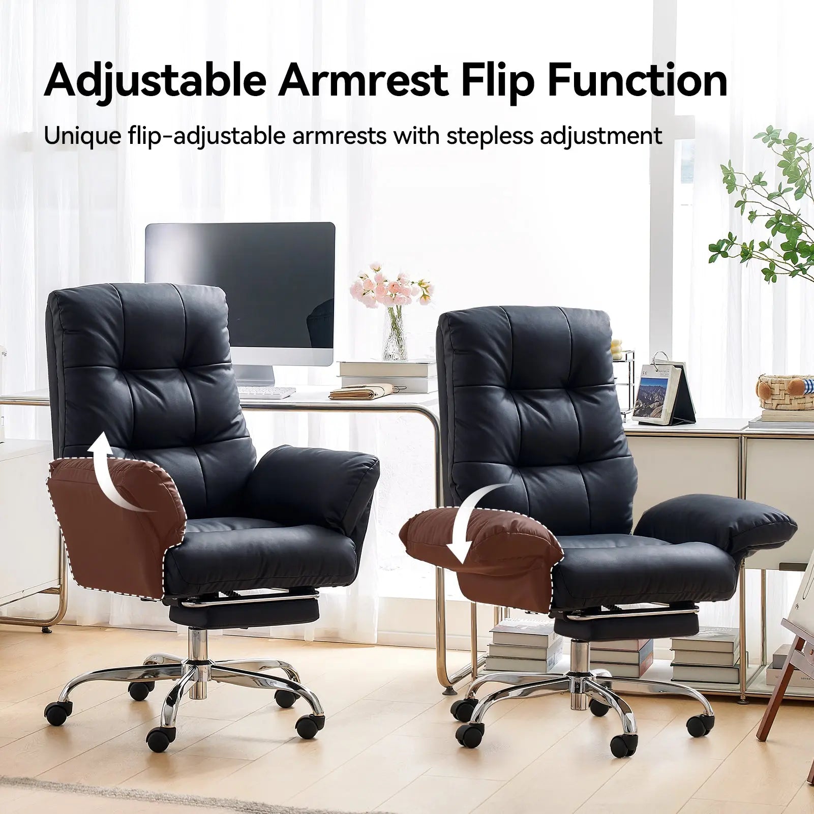 EMIAH C590 Comfy Ergonomic Office Chair with Footrest and Flip-up Arms - EMIAH Store