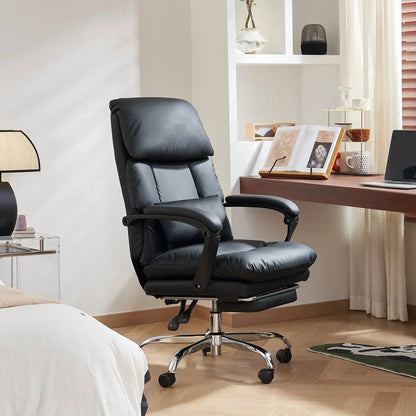 EMIAH C029 Ergonomic Genuine Leather Office Chair with Foot Rest - EMIAH Store Black / PU Leather