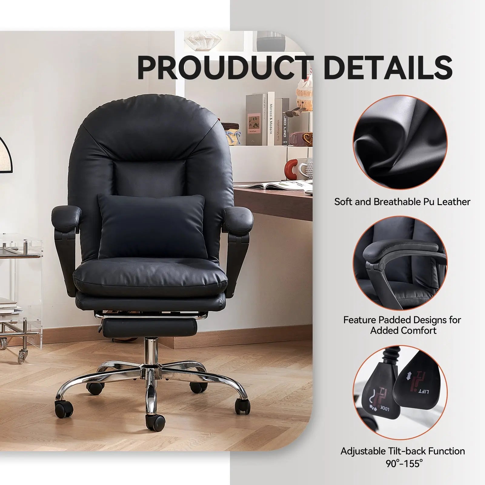 EMIAH C586 Ergonomic Ultra-Comfortable Office Chair with Foot Rest - EMIAH Store 
