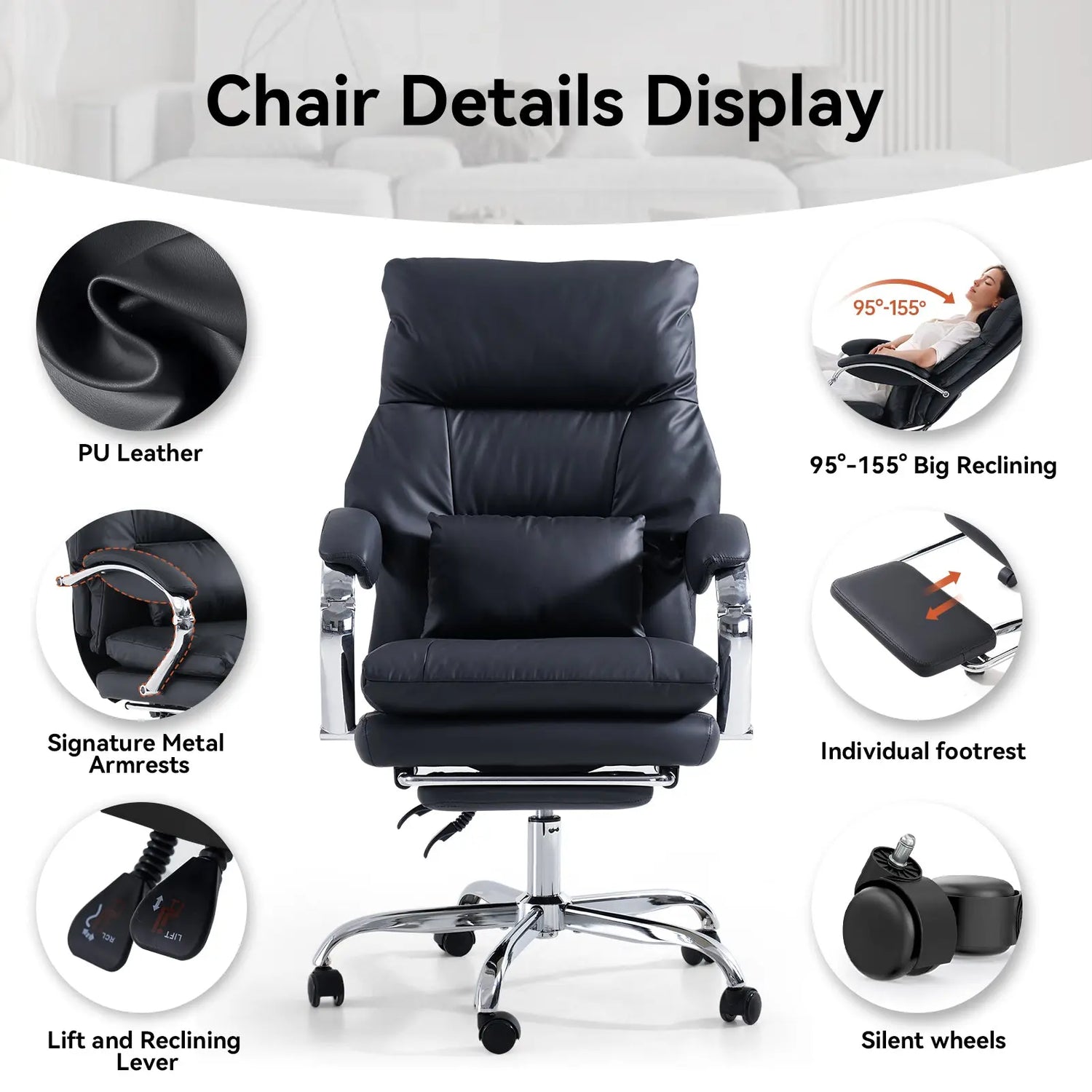 EMIAH C570 Comfortable Office Chair with Footrest - EMIAH Store 