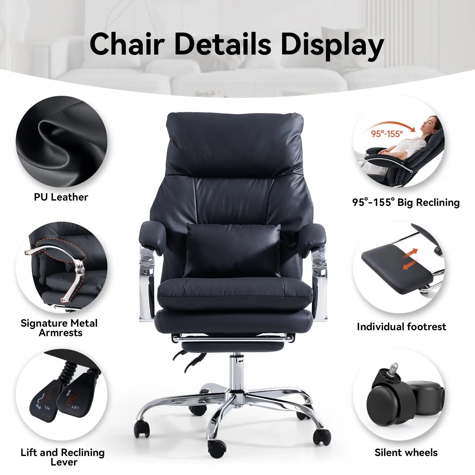 EMIAH C570 Comfortable Office Chair with Footrest - EMIAH Store 