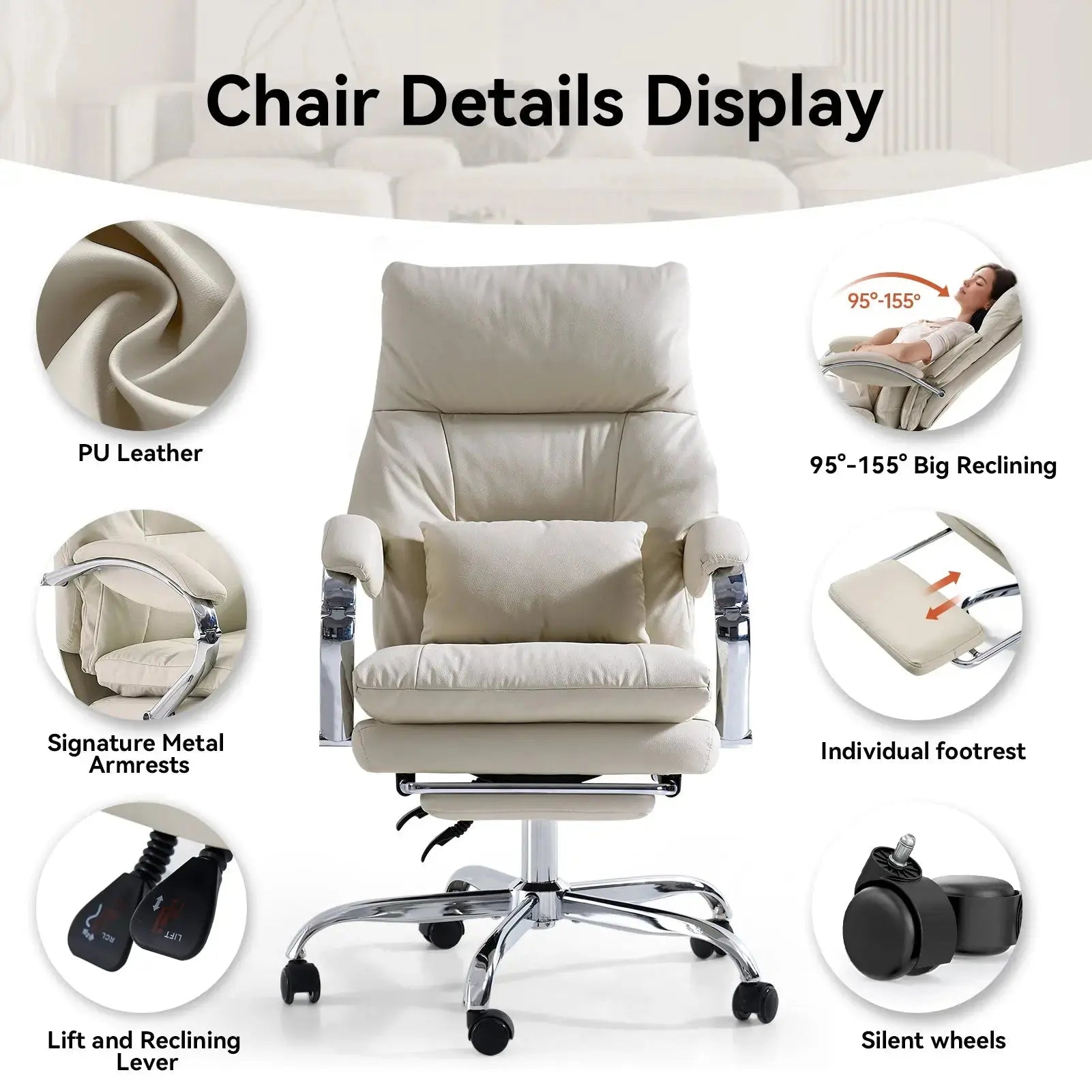 EMIAH C570 Comfortable Office Chair with Footrest - EMIAH Store 