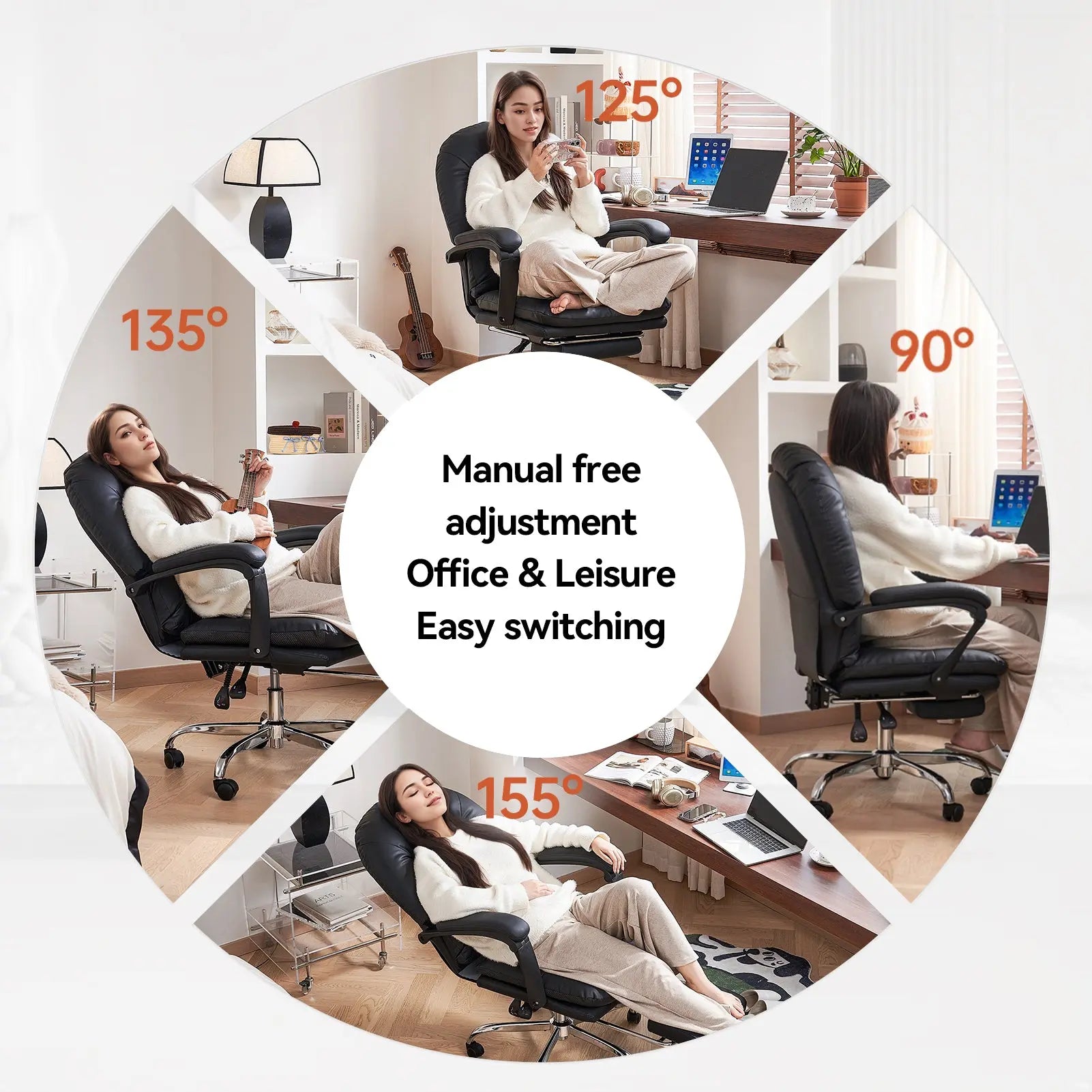 EMIAH C586 Ergonomic Ultra-Comfortable Office Chair with Foot Rest EMIAH