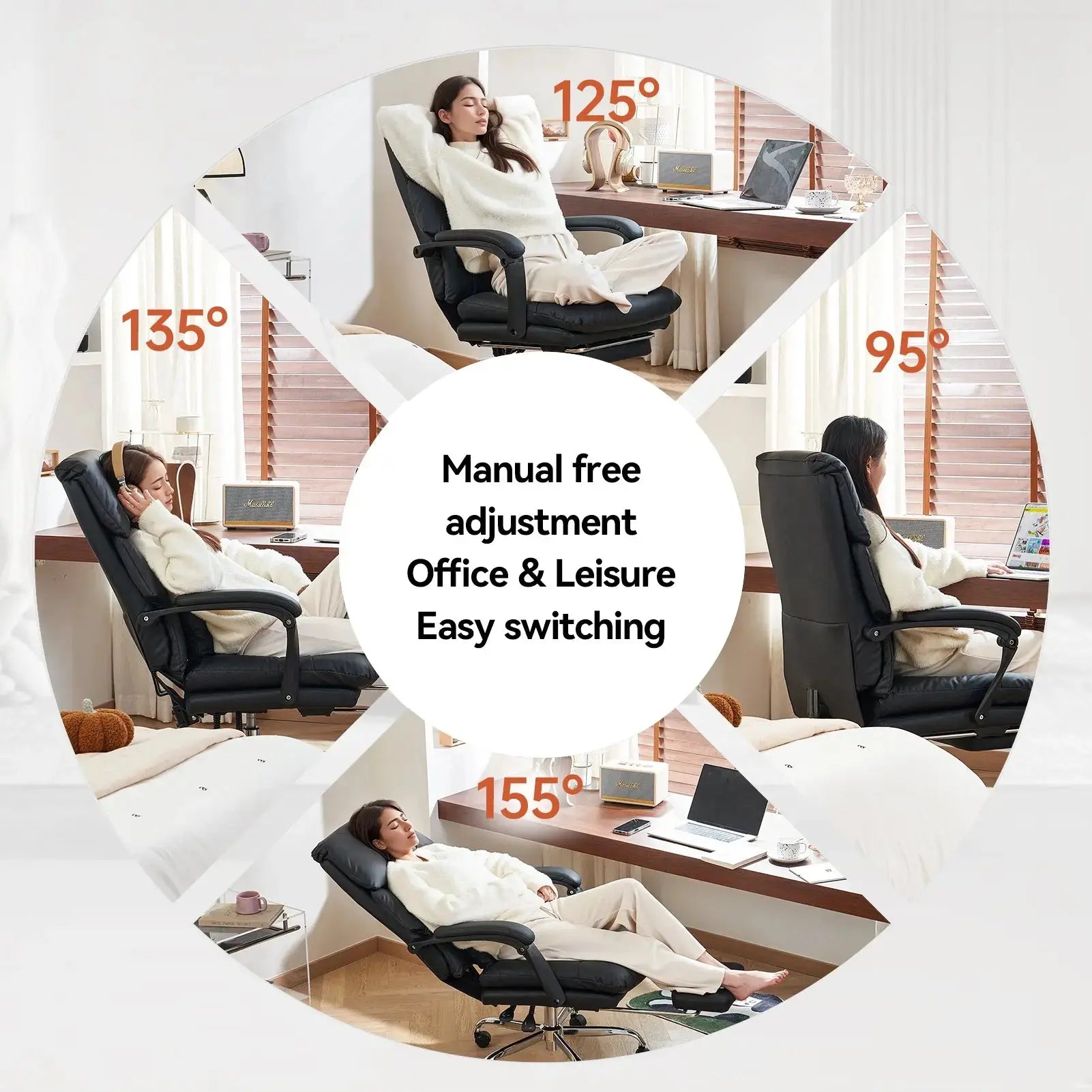 EMIAH C029 Ergonomic Genuine Leather Office Chair with Foot Rest - EMIAH Store 