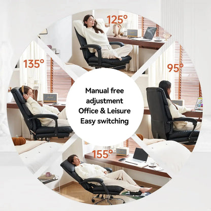 EMIAH C029 Ergonomic Genuine Leather Office Chair with Foot Rest - EMIAH Store 