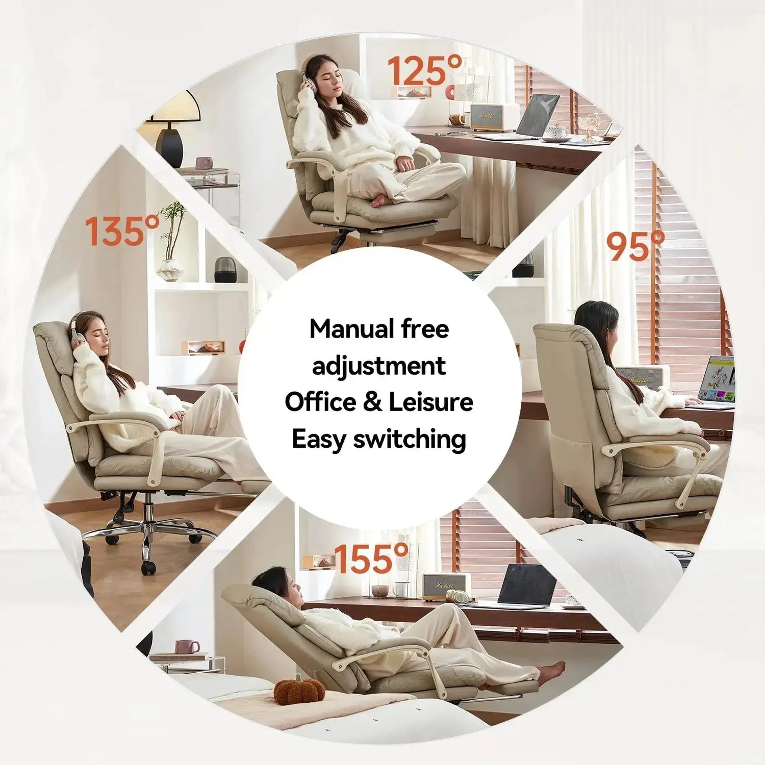 EMIAH C029 Ergonomic Genuine Leather Office Chair with Foot Rest - EMIAH Store 