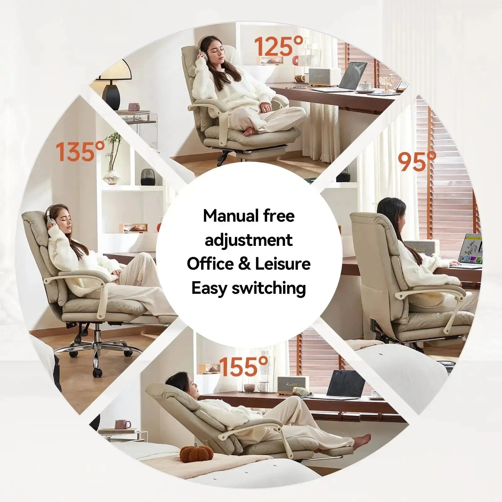 EMIAH C029 Ergonomic Genuine Leather Office Chair with Foot Rest - EMIAH Store 