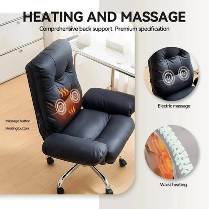 EMIAH C590 Comfy Ergonomic Office Chair with Footrest and Flip-up Arms - EMIAH Store Black / Heated Massage