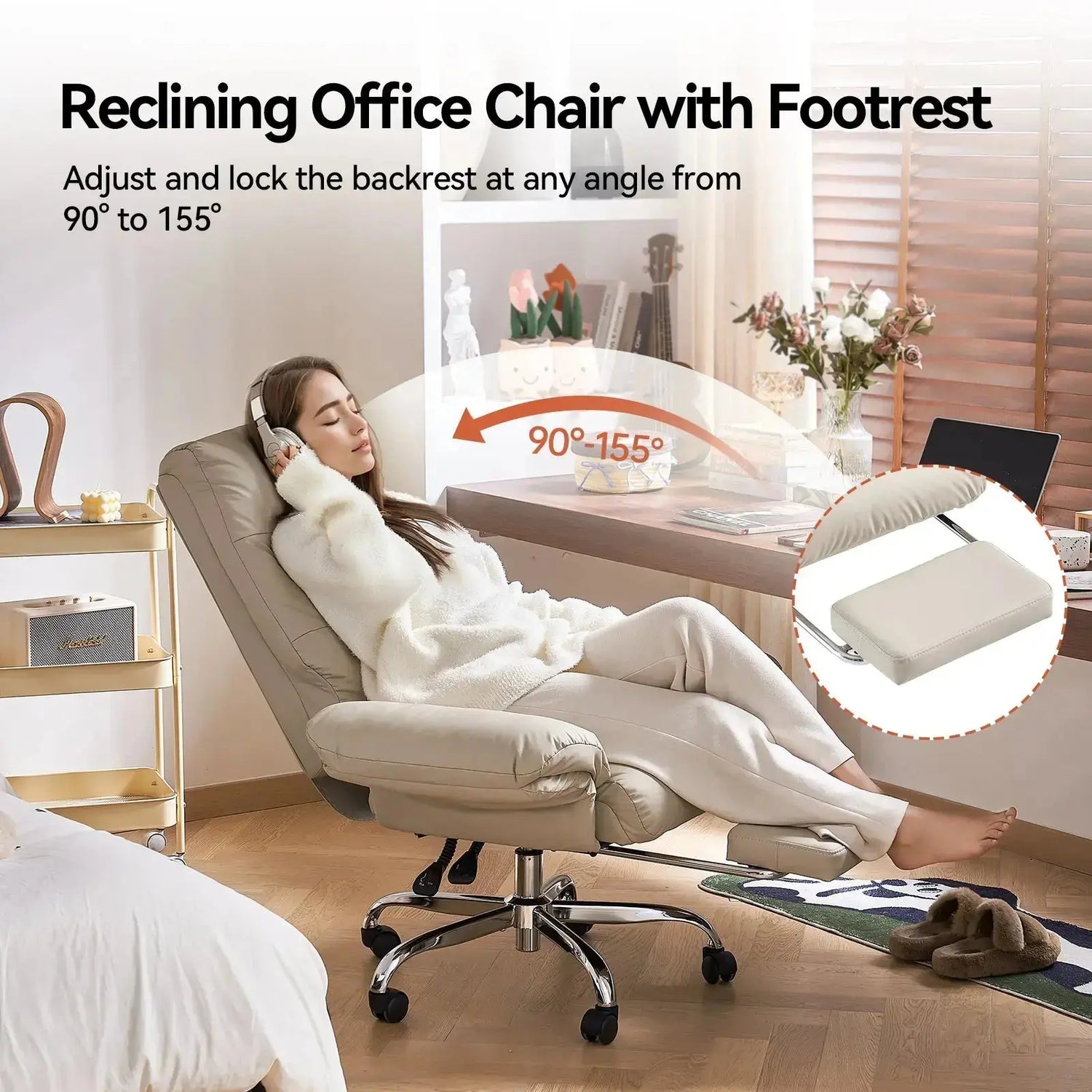 EMIAH C590 Comfy Ergonomic Office Chair with Footrest and Flip-up Arms - EMIAH Store 