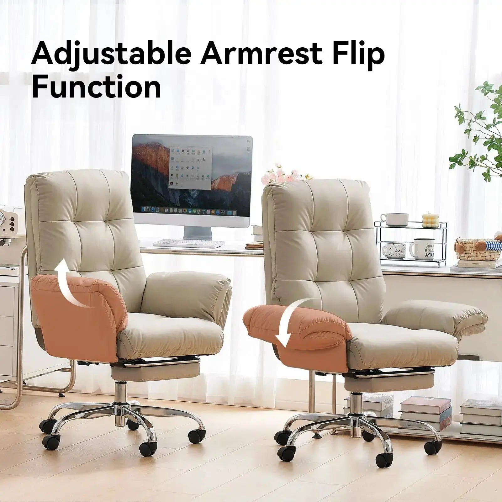 EMIAH C590 Comfy Ergonomic Office Chair with Footrest and Flip-up Arms - EMIAH Store 