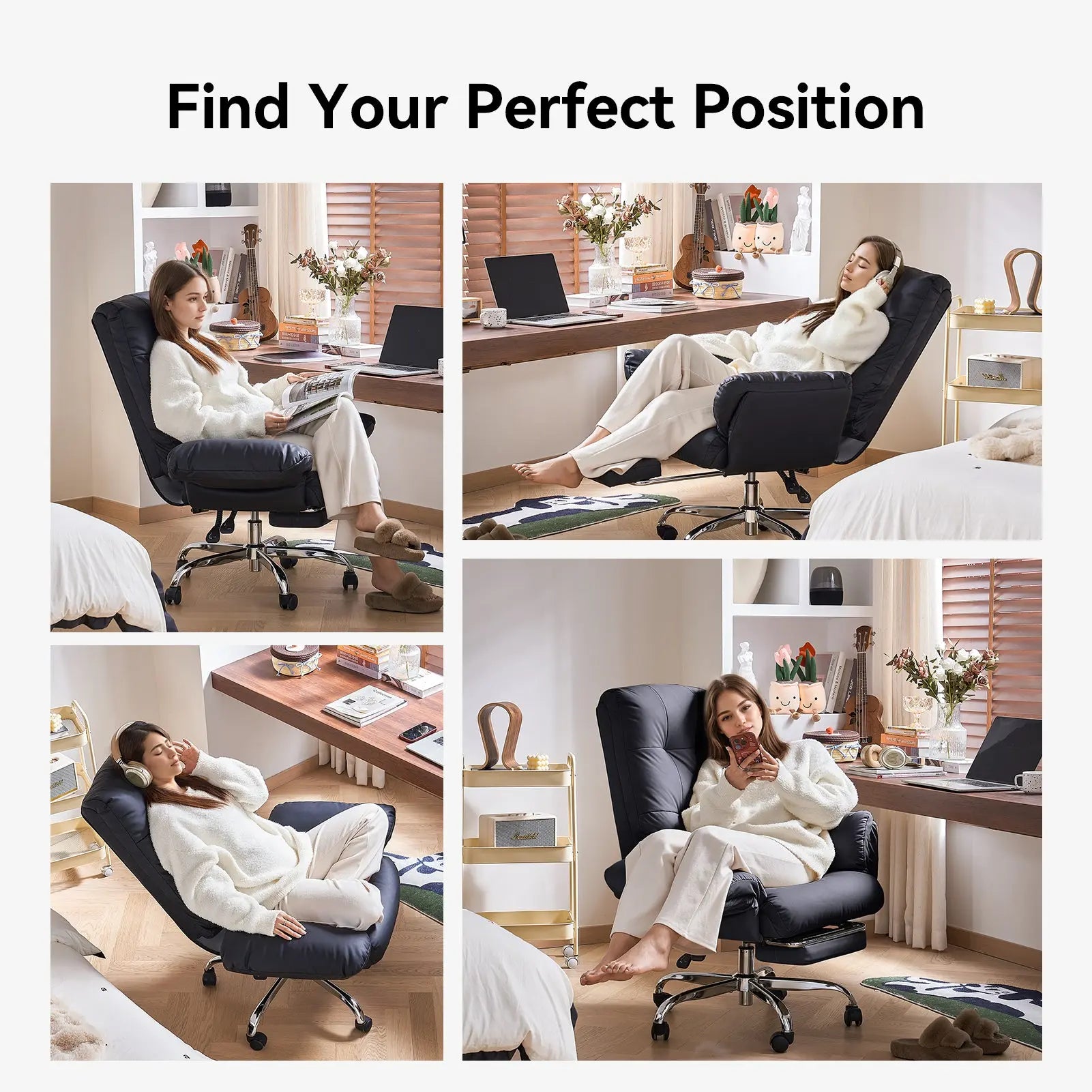 EMIAH C590 Comfy Ergonomic Office Chair with Footrest and Flip-up Arms - EMIAH Store 