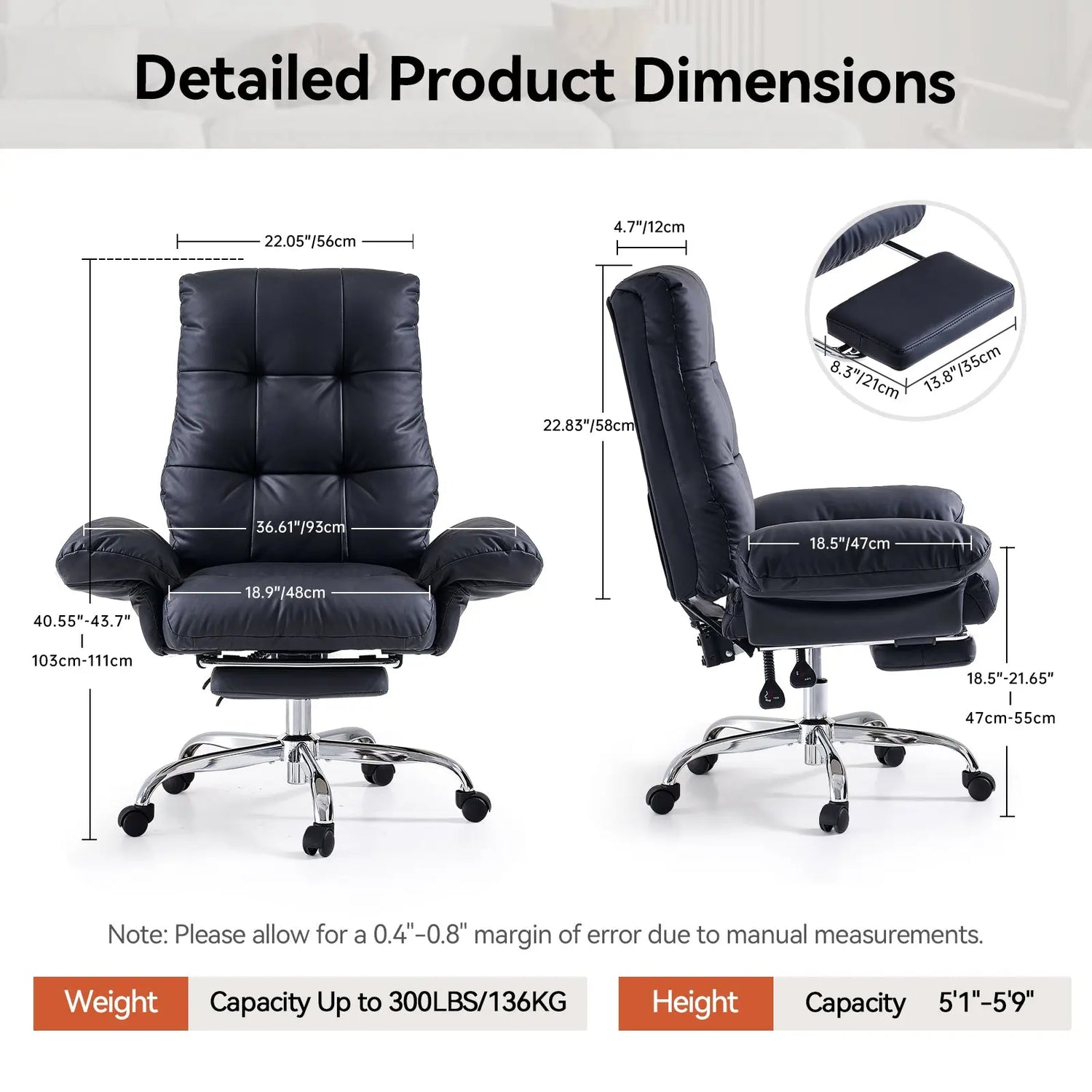 EMIAH C590 Comfy Ergonomic Office Chair with Footrest and Flip-up Arms - EMIAH Store 